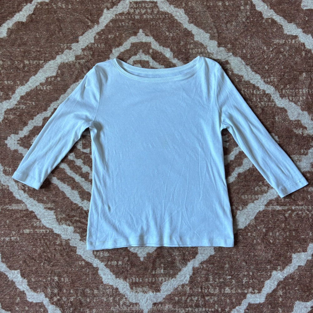 Talbots boat neck 3/4 Sleeve white Top